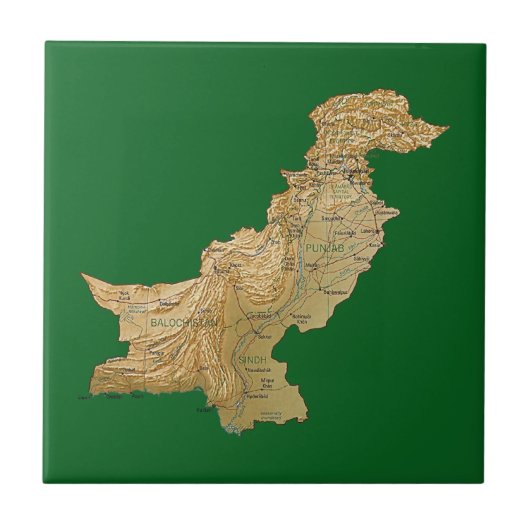 Carreau Tuile de carte du Pakistan (Devant)