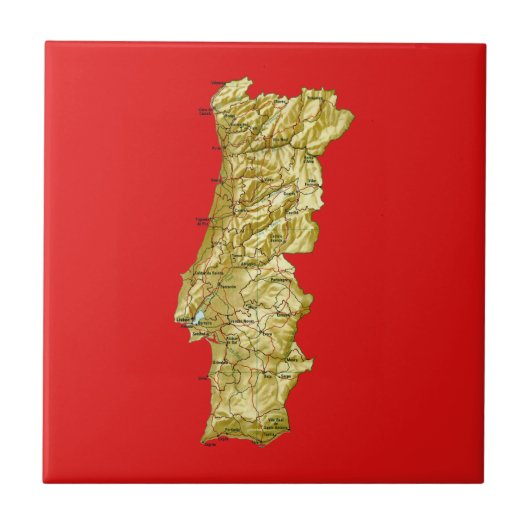 Carreau Tuile de carte du Portugal (Devant)