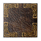 Carreau Tuile de celtic de cuir et d'or (Devant)
