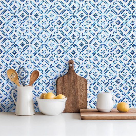 Carreau Tuile de céramique bleue de style méditerranéen