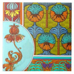 Carreau Tuile de céramique florale Art nouveau