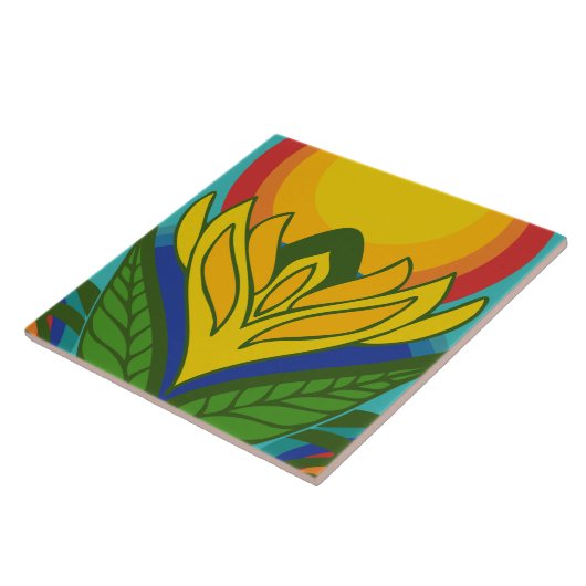 Carreau Tuile de céramique motif rétro des années 60 les a (Côté)