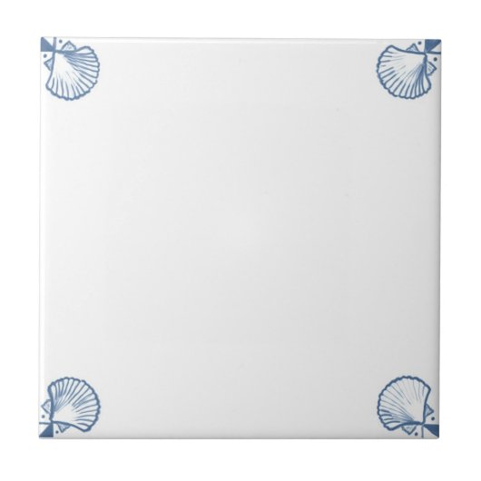 Carreau Tuile de champ de Delft avec des coins de Shell (Devant)