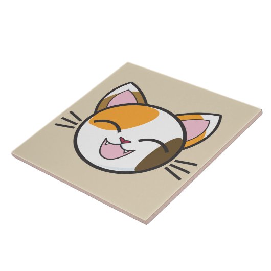Carreau tuile de chat heureuse (Côté)