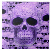 Carreau Tuile de collage de crâne violet celtique (Devant)