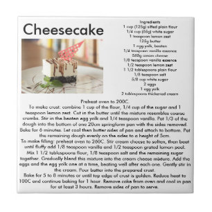 Carreau Tuile de cuisine de recette de gâteau au fromage