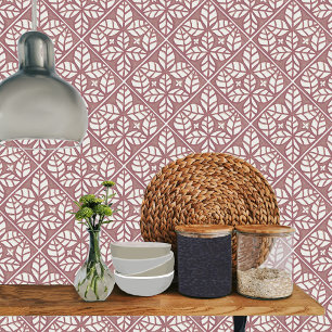 Carreau Tuile de cuisine, Rose Feuille rouge et blanche