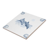 Carreau Tuile de dauphins de Delft avec des coins de Shell (Côté)