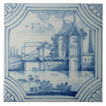 Carreau Tuile de Delft montrant un pont-levis au-dessus<br><div class="desc">Image : Tuile de 56463 Delft montrant un pont-levis au-dessus d'un canal,  19ème siècle. École néerlandaise,  (19ème siècle). Collection privée,  la collection de Stapleton.  Art,  beaux-arts.</div>