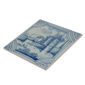 Carreau Tuile de Delft montrant un pont-levis au-dessus (Côté)