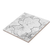 Carreau Tuile de fleur noire et blanche (Côté)