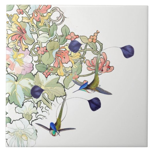 Carreau Tuile de fleurs d'animaux de faune d'oiseaux de (Devant)