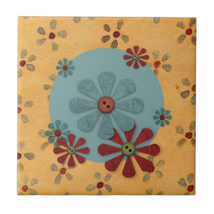 Carreau Tuile de fleurs de boutons de pays