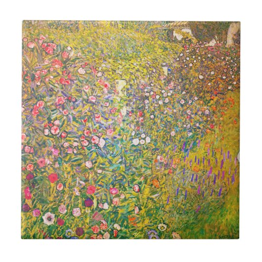 Carreau Tuile de fleurs roses Gustav Klimt (Devant)