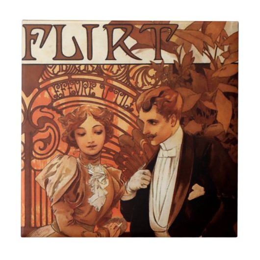Carreau Tuile de flirt d'Alphonse Mucha (Devant)