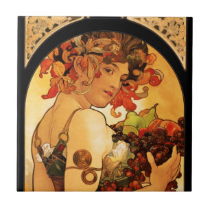 Carreau Tuile de fruit d'Alphonse Mucha