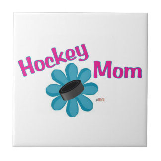 Carreau Tuile de galet de fleur de maman d'hockey