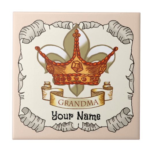 Carreau Tuile de grand-mère Queen Crown (Devant)