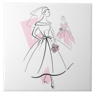 Carreau Tuile de groupe rose de mariée de mode
