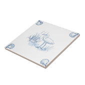 Carreau Tuile de grue de Delft avec des coins de Shell (Côté)