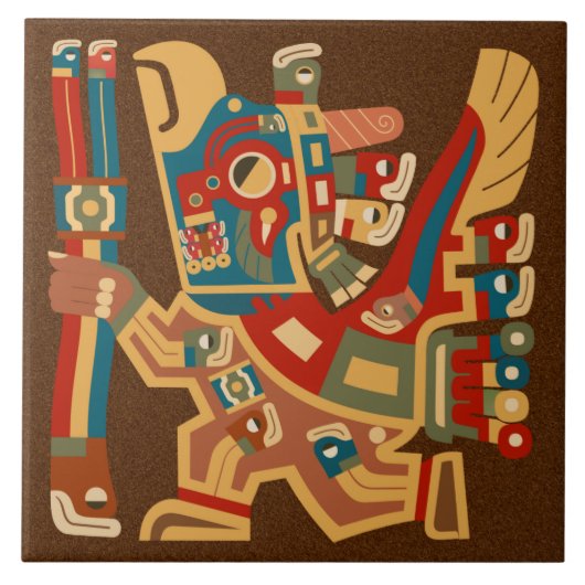 Carreau Tuile de guerriers de Tiwanaku Sun (Devant)