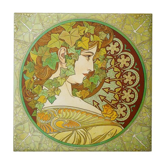 Carreau Tuile de laurier d'Alphonse Mucha (Devant)