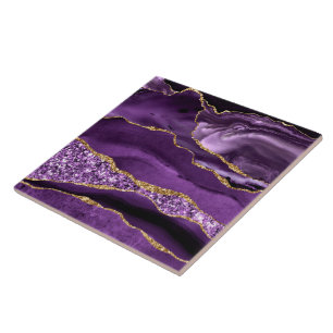 Carreau Tuile de marbre Parties scintillant en or violet