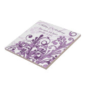 Carreau Tuile de Mariage personnalisée violet blanc (Côté)