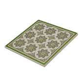 Carreau Tuile de mosaïque florale verte vintage (Côté)