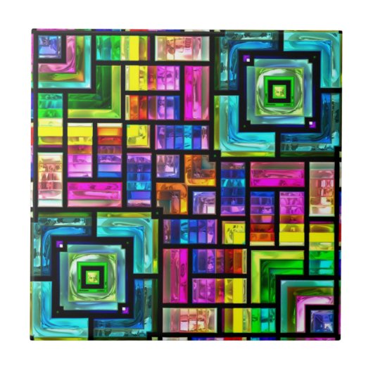 Carreau tuile de mosaïques colorée (Devant)