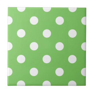 Carreau Tuile de motif à pois vert et blanc
