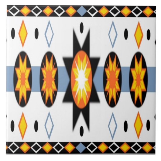 Carreau Tuile de motif de Sun de Natif américain (Devant)