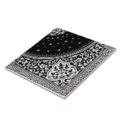 Carreau Tuile de Motif de tapis perse noir et blanc (Côté)