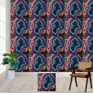 Carreau Tuile de Motif Turquoise et violette vive