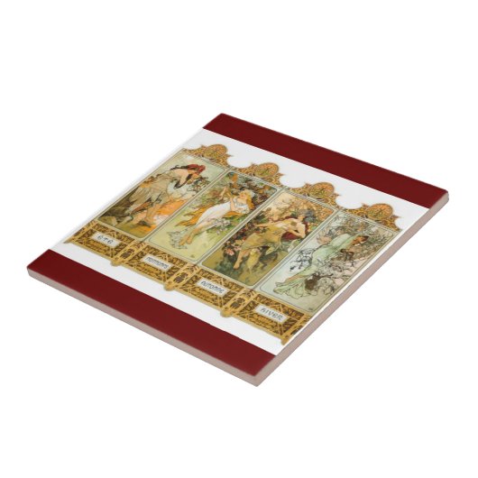 Carreau Tuile de Nouveau Mucha d'art (Côté)