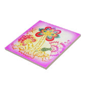 Carreau tuile de palmier rose (Côté)