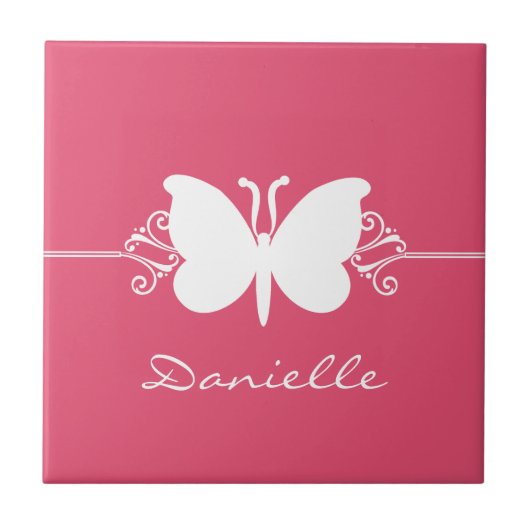 Carreau Tuile de papillon rose (Devant)