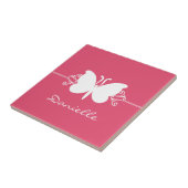 Carreau Tuile de papillon rose (Côté)