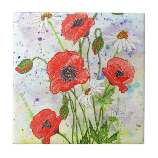 Carreau Tuile de "pavots" (Devant)