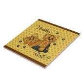 Carreau Tuile de Pawprint de règle de Yorkies (Côté)