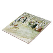 Carreau Tuile de peinture de famille d'aquarelle de Carl (Côté)