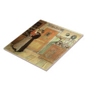 Carreau Tuile de peinture de famille d'aquarelle de Carl (Côté)