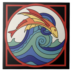 Carreau Tuile de poisson volant de l'île Vintage de Catal