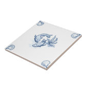 Carreau Tuile de poissons de Delft avec des coins de Shell (Côté)