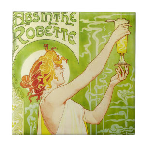 Carreau Tuile de Robette d'absinthe d'Alphonse Mucha