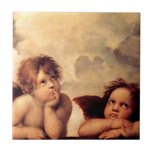 Carreau Tuile de Sistine Madonna d'anges de Raphael (Devant)