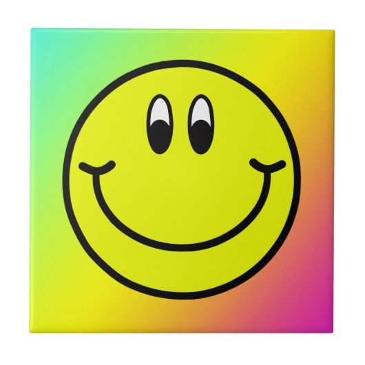 Carreau Tuile de sourire heureuse de photo d'arc-en-ciel (Devant)