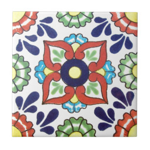 Carreau Tuile de Talavera de Mexicain (rouge, vert, jaune,