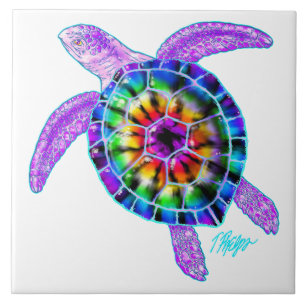 Carreau Tuile de tortue de mer de colorant de cravate