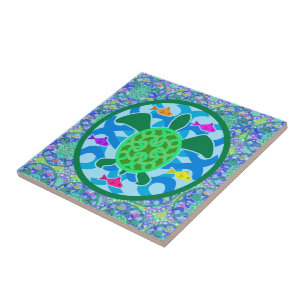Carreau Tuile de tortue de mer verte